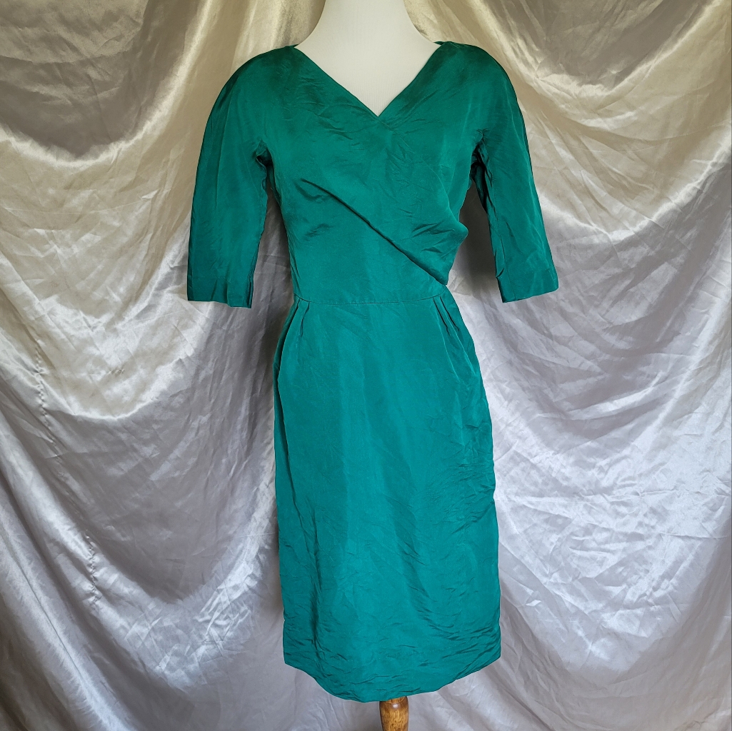 Vintage 50s Union Made Emerald Green Dress